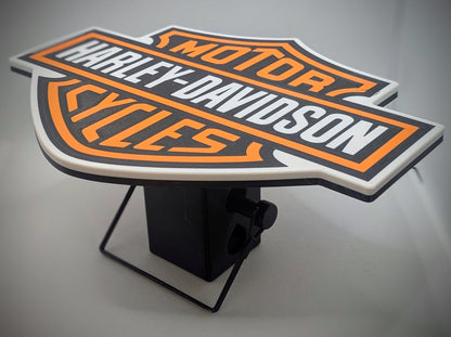 Hitch Cover - Harley Davidson Logo - Orange Text