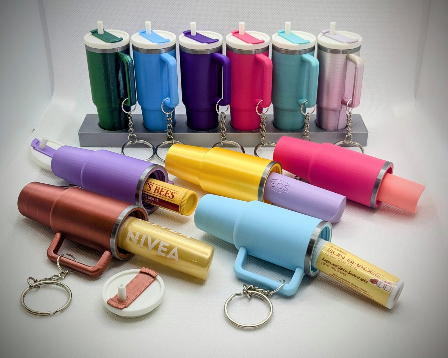 Mini Tumbler Lip Balm or Cash Holder Keychains - 6-Pack