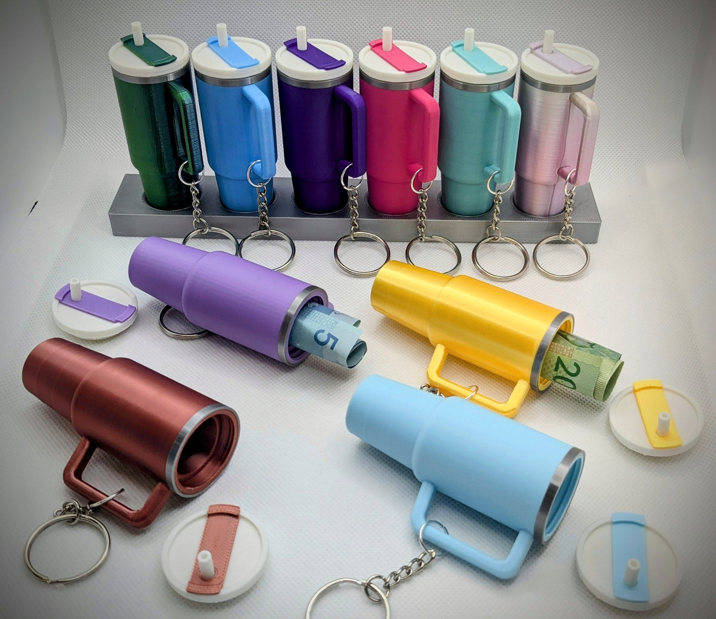Mini Tumbler Lip Balm or Cash Holder Keychains - 6-Pack